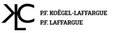Logo avec monogramme KLC noir et texte P.F. Koëgel-Laffargue, P.F. Laffargue. Design sobre et élégant.